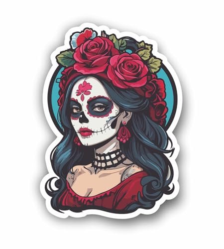AMA SHOP Aufkleber mit mexikanischem Totenkopf, für Damen, Modell 2 | Aufkleber für Helm, Motorrad, Wohnmobil, Boot | Auto Tuning |