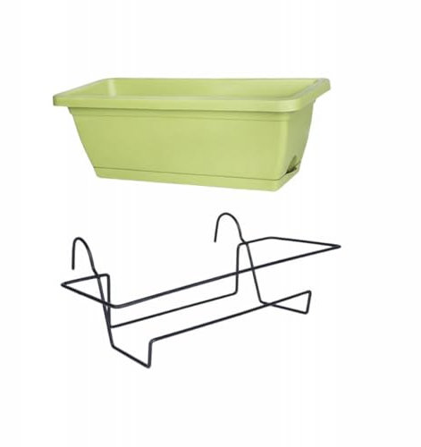 Dualoai Jardinière Suspendue pour Balcon, clôture, Pot de Fleurs, 43 x 19 x 15 cm, jardinière rectangulaire pour fenêtre, Support Noir