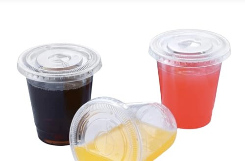 IMTINA 50 Vasos PET para Batidos, Granizados, Smoothies, Frappés, Helados, Fruta, Snack, con Tapas Planas, Transparentes, Reutilizables, Ideal para takeaway, Picnic, 50 Unidades (266 ml)