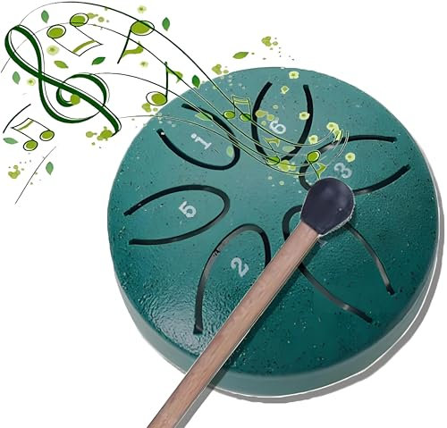Zungentrommel Steel Tongue, Mini Drum mit 6 Tönen, Handpan Instrument für Musik, Meditation, Yoga & Zen, für Entspannung und Bildung
