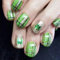 St. Patrick's Day False Nails Short, SXVME Glitter Green French Press On Nails Short Square with Clover Checker Desgin Acrylic Fake Nails Press ons Green Stick on Nails For Women 24 Pcs