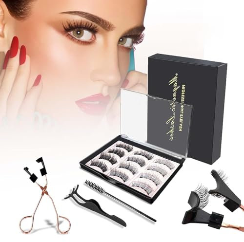 Faux Cils Magnetique 12 PièCes Naturel MagnéTiques 3D Cil MagnéTique Sans Faux Cils Kit Colle AimantéS Effet Eyeliner Liner Aimants Magnetic Eyelashes Aimanté Aimant Cil RéUtilisable Cils épais