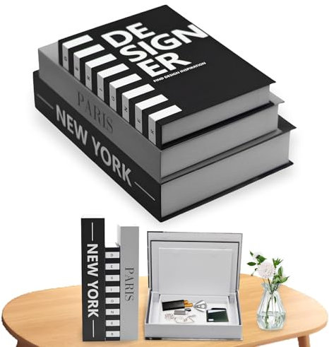 YUJUVI Deko Bücher für Heimdekor 3er Set Deko Buch Aufbewahrungs Box Nesting Buchbox Stapeln Buchattrappe Box Fake Books Dekorative für Home Couchtisch Dekobücher für Büro (3-Teilig Bücher Box H)