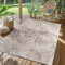 SIMPEX Outdoor Teppich Wetterfest Beige 200x290 cm, UV-beständig, ideal für Küche, Balkon, Terrasse, Garten Wohnzimmer Esszimmer, Palmblätter-Design, Pfelgeleicht