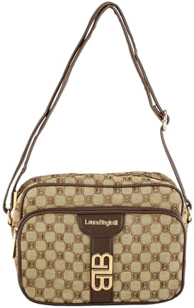 Laura Biagiotti Damen-Handtasche, Koffer aus Monogramm-Stoff, Maße 28,5 x 20,5 x 15 cm, Linie Delray Art. LB 25S-255-3