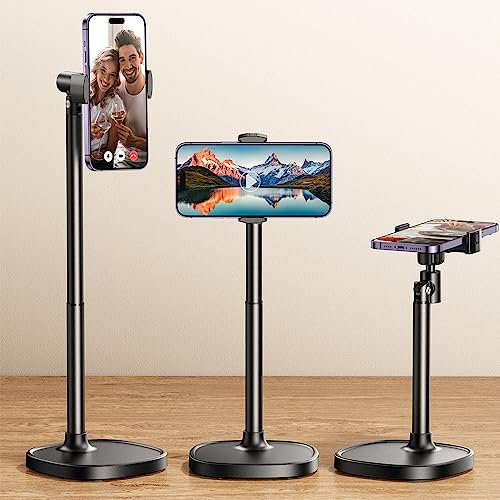 DIMONCOAT Phone Stand for Desk, Angle Height Adjustable Phone Holder for Desk, Aluminum Alloy Universal iPhone Stand Holder, Retractable Cell Phone Stand Recording Office for iPhone 16 15 Pro Max Plus