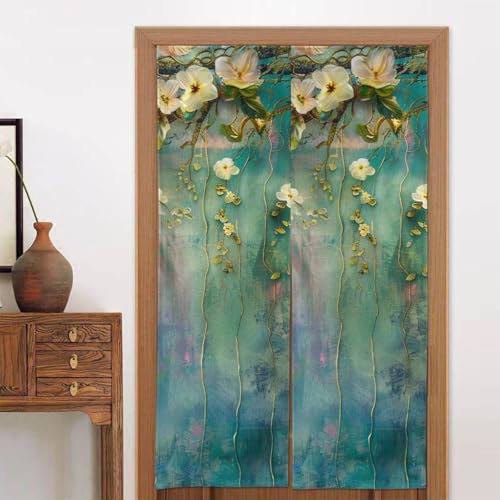 LRHCNZDCP Floral Ivy Blossoms Tree Printed Blackout Door Curtain 2 Panels Modern Fabric Door Window Curtain for Door Window