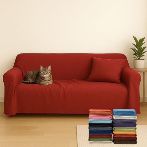 Generico Telo Copritutto Multiuso – Copridivano 2 Posti o Copriletto Singolo/Matrimoniale, Misto Cotone Tinta Unita Bordeaux, Misure 170 x 280 cm – Made in Italy