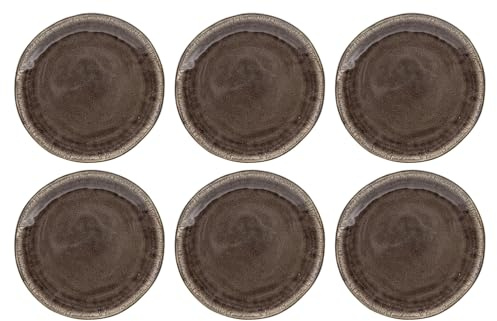 Home4You Dessertteller - Braun - Keramik - glasierte Oberfläche - 6er Set