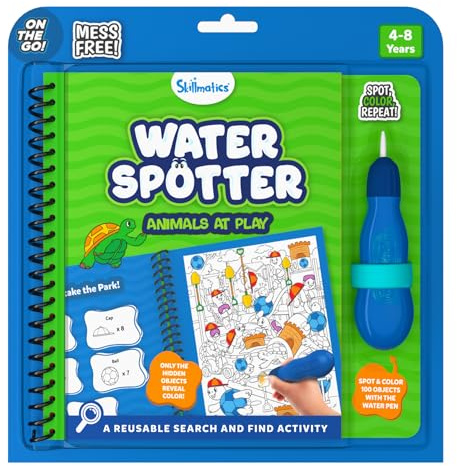 Skillmatics Water Spotter Animals, Travel Toy, Activity Book, Gift for Kids | Search & Find, Paint with Water Kit, Preschool Colouring Book, Screen-Free, Mess-Free, For Boys & Girls Ages 4, 5, 6, 7, 8
