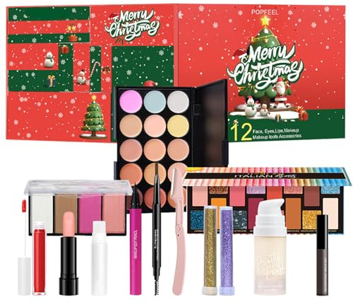 Make Up Adventskalender - 12 teilig Countdown Set | Countdown Advent Calendar | Magic Festive Advent Calendar geeignet für Überraschungs-Make-up-Angebote von Partys Leckereien