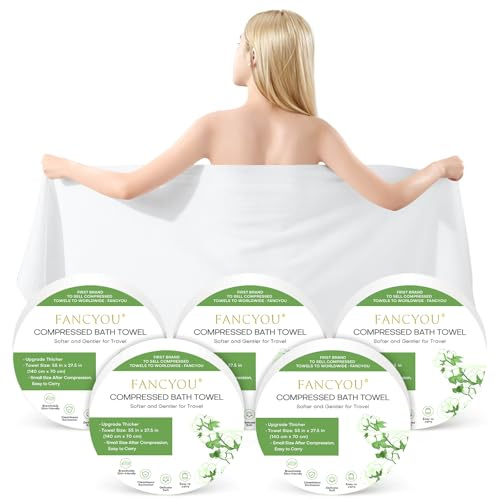 FANCYOU Komprimierte Badetücher Tabletten 12 Stückte 140 x 70cm Verdickte Waschbare und Wiederverwendbare Badetücher Tragbare Erweiterbare Einweg-Reinigungskleidung für die Persönliche Pflege (Grün)