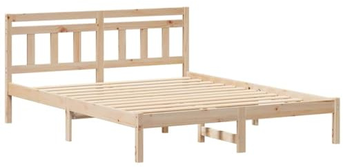 vidaXL Bettrahmen Braun 160 x 200 cm Massives Kiefernholz