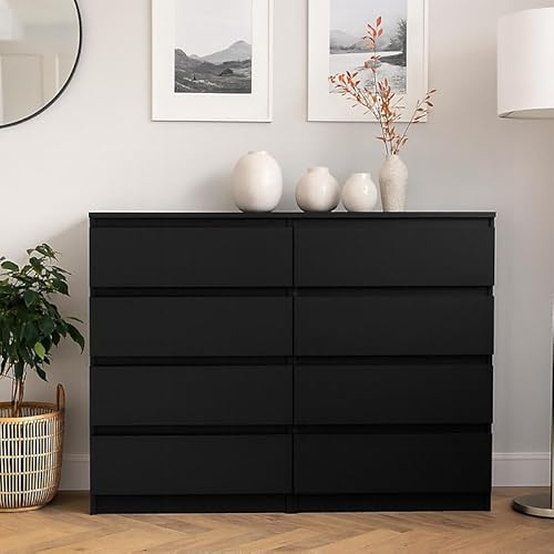 Agritrade AK Malwa M8 Chest of Drawers Modern Handleless Design 8 Drawers Black