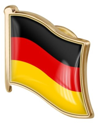POPETPOP Metall Anstecknadel Deutscher Flagge Brosche mit Kristallbeschichtung Wellen design für Anzug Hemd Patriotische Länderflagge Zubehör Herren