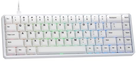 Akko MOD68 HE Gaming Tastatur 65% Rapid Trigger Hall Effekt CNC Aluminium | QWERTY-Layout,8000Hz,AstroAim Magnetschalter, RT0,005 mm,kabelgebundene,Cherry Profil Tasten für PC Gaming(Misty White)