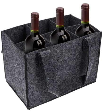Flaschen-Wein-Tragetasche – Filz-Weinhalter, 25 x 18 x 16 cm großes Fach, Flaschen-Organizer, tragbare Picknick-Tasche, Geburtstag, Hochzeit, Camping | Robuste Weinaufbewahrungstasche für Weinverkostu