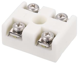 QUARKZMAN Bloques De Terminales Cerámicos De 2 Vías 30A 110V-600V | Conectores Eléctricos De Porcelana De Alta Temperatura, Con Conductores De Acero Inoxidable, 40x30x18 mm Para Cable Eléctrico