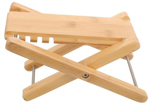 Gitarren Fußhocker aus Massivholz, Verstellbar in Vier Höhen | Klassische Gitarre, Glatte Oberfläche, Beige Ausführung, für Proben und Studioaufnahme, Ergonomisch