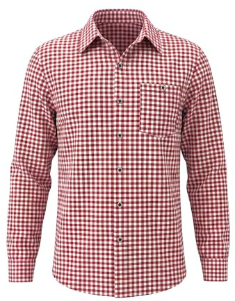 TRIWORKS Trachtenhemd Herren Langarm Kariert – Oktoberfest Hemd mit Tasche | Atmungsaktiv & Pflegeleicht, Herrenhemd für Trachten & Festlichkeiten S-5XL