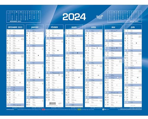 QUO VADIS - 1 Bankkalender blau – Jahr 2024 – 55 x 40,5 cm fester Karton
