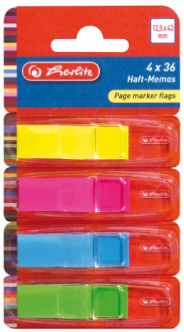 Herlitz 11233921 Haft-Memos Pagemarker flags 12.5 x 43, 4 x 36 Blatt