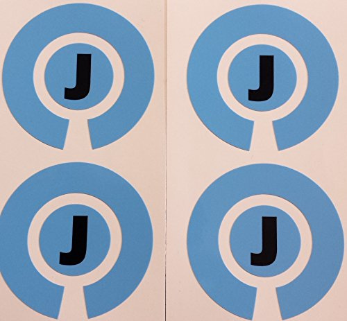 Crown Green Lawn Indoor Bowls Adhesive Lettered Coloured Marker Labels Set of 4 (Blue, J)