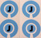Crown Green Lawn Indoor Bowls Adhesive Lettered Coloured Marker Labels Set of 4 (Blue, J)