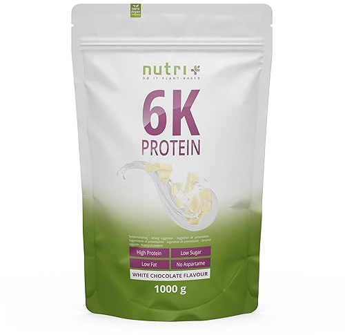 Nutri + Eiweißpulver Weiße Schokolade 1 kg - White Chocolate Proteinpulver - über 80% Eiweiß - Low Sugar - Protein Pulver Weiße Schoko Proteinkomplex