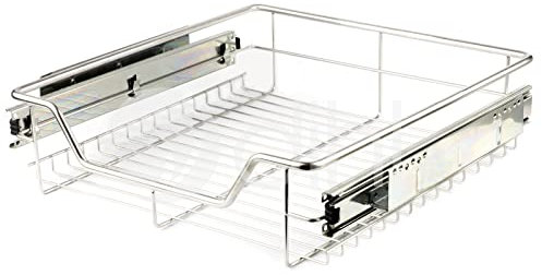 2 x 500mm Pull Out Chrome Wire Basket Drawers for Kitchen Cabinets Cupboards
