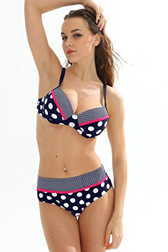 Maillot de Bain Femme 2 pièces Bikini Armatures à Pois