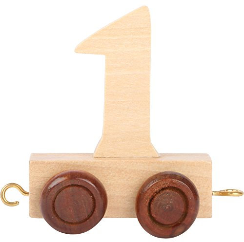 Small Foot 10553 - Número de Tren de Madera Natural con Cuatro Ruedas pequeñas, así como Posibilidades de conexión con Otros Trenes de números