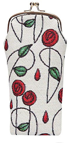 Signare Tapestry Glasses Case for Women Eyeglass Case with Floral Design (Mackintosh Rose, GPCH-RMSP)