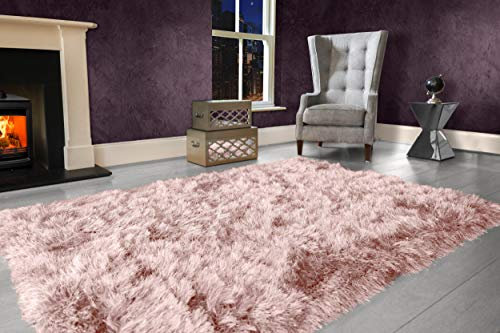 9cm Extra Thick Dense Pile SHAGGY RUG with SPARKLE SHINE Strands - For Living Room Area Rugs - Modern Luxurious Super Soft Touch (Blush Pink, 60cm x 110cm (2ft x 3.6ft))