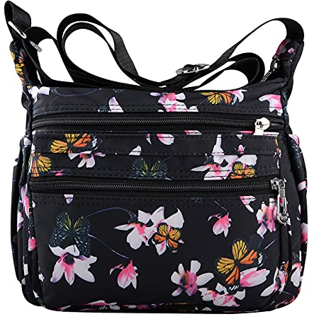 NOTAG Borsa Donna, Grande Borsa a Tracolla in Nylon Impermeabile Multitasche Borse a Spalla per Shopping, Viaggio (Rosa)