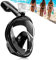 HINATAA Máscara de Buceo, 180°Panorámica Máscara de Snorkel de Cara, Anti-vaho Anti-Fuga,con Tapones con Tapones para los oídos Impermeables,GoPro Mount Easy Breathe para Adultos,Niños (Negro, L/XL)