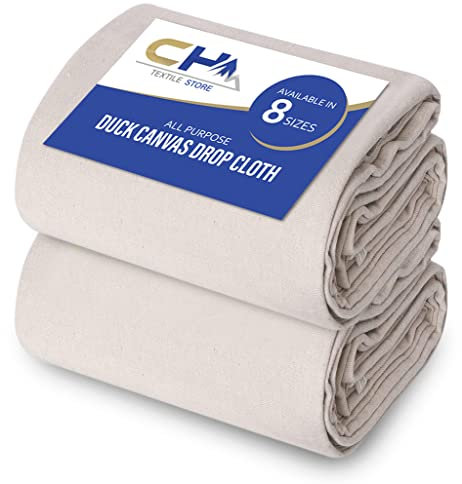 Lot de 2 Toiles pour Peinture (Taille 1,8 x 2,7 m – Lot de 2) – Tissu de Peinture en Pur Coton pour Peinture, Meubles et Protection du Sol – Bâche en Toile épaisse Tout Usage avec Double Couture