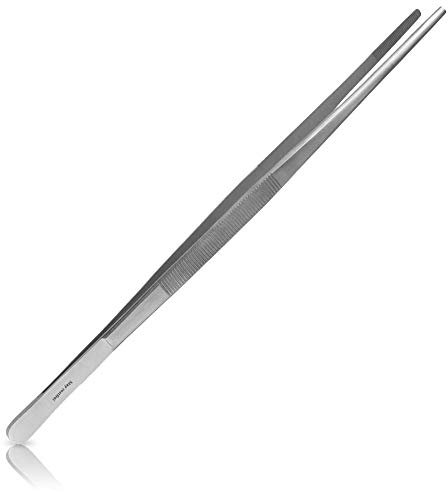 May- Pinzas universales de 25 cm – Pinzas para el hogar – rectas – Punta redonda – Interior acanalado – Acero inoxidable