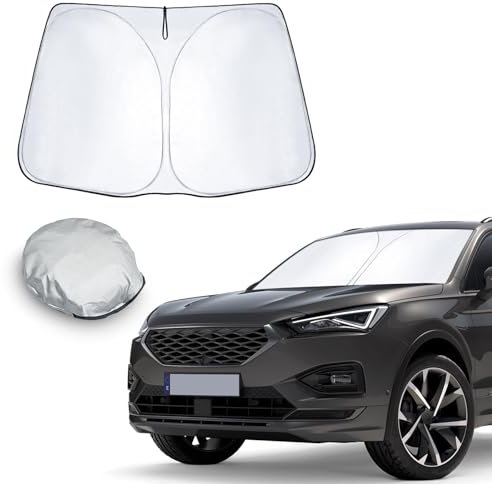 CDEFG Compatible con Seat Tarraco 2019-2023 2024 Parasol Coche Delantero, Parasol Coche Parabrisas Protector Plegable con Gran Pantalla Anti UV Rayos Parasol Tarraco FR Accesorios