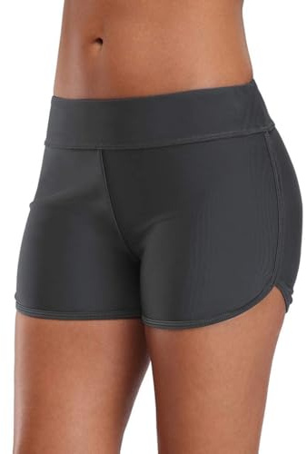 CharmLeaks Women Surf Swimming Shorts Boyleg Swim Boardshort Tankini Bottom L Gray