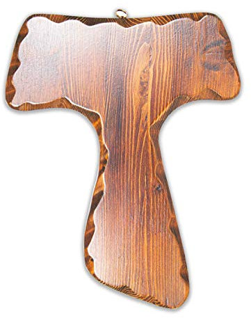 Tau Krez Des Heiligen - Franziskus aus Holz - Fur Die Wand - Made In Italy - 22,7X18 cm