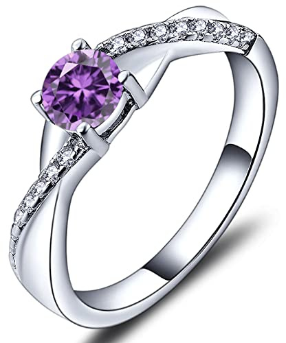 YL Verlobungsring Ehering 925 Sterling Silber mit 5MM 5A Zirkonia Unendlichkeit Ring für Damen