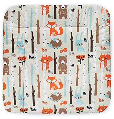 Balbina Wickelunterlage Wasserdicht Wickeltischauflage Wickelauflage baumwolle 60x70 Wald Beige