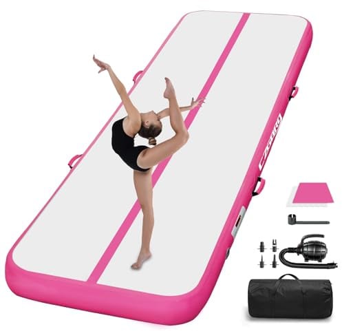 CZGBRO Gymnastics Air Mat Tumble Track, Tumbling Mats, Pink 10FT