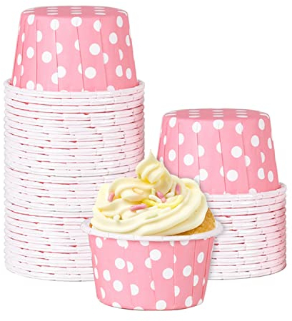 Hapivida 100 Pcs Pink Cupcake Cases, Mini Paper Baking Cups, Greaseproof, Multi-Occasion, Disposable, Round, Non-Heat-Resistant