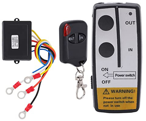 Kit Telecomando per Verricello Wireless KIMISS, Kit Telecomando per Verricello Wireless con Ricevitore 12V 24V 75ft Accessorio Universale a Lungo Raggio