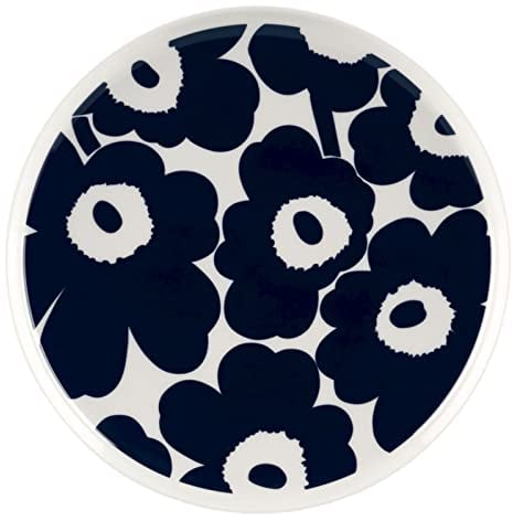 Marimekko [A] Oiva/Unikko Plate 25 cm - White, Dark Blue