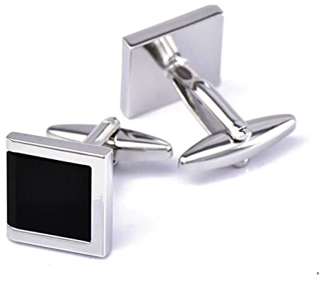 Manschettenknöpfe Vater der Braut, Silber Manschettenknöpfe Vater der Braut Achat Schwarzes Quadrat Vatertagsgeschenk 1.8CM