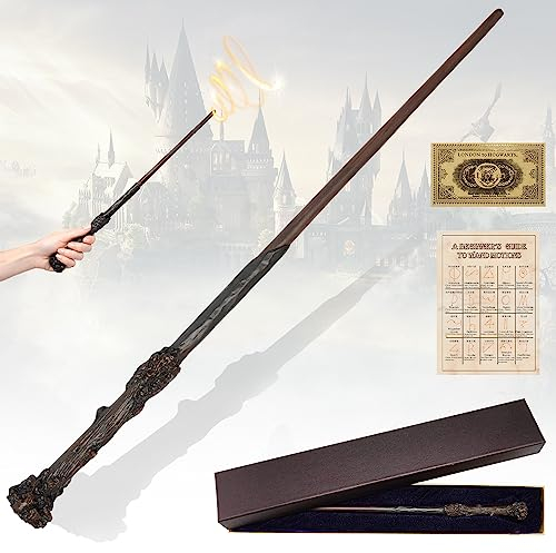 Ronronner Zauberstab,Luxus Zauberstab mit Stahlkern,Resin Zauberstab, Zauberstab mit Exquisite Geschenkbox mit Zauberspruch Karte und Fahrkarte für Hexen und Magier