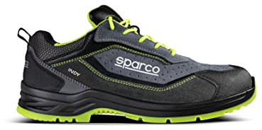 Sparco Indy, Scarpe Antinfortunistiche Unisex-Adulto, Grigio Scuro Giallo Fluo, 48 EU